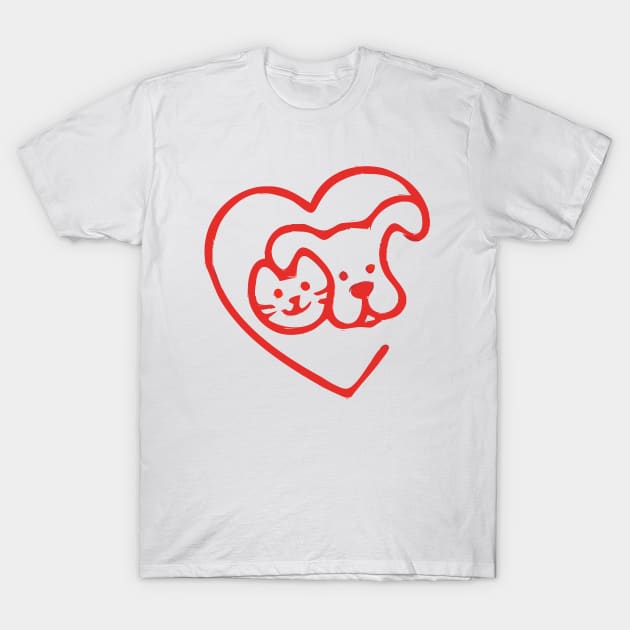 Dog + Cat = Love! T-Shirt by cameradog